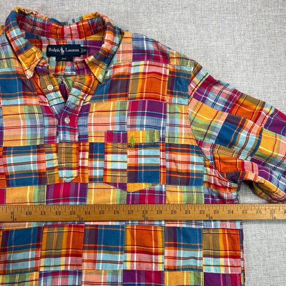 Ralph Lauren Jay Madras Popover Shirt Men XL Patchwork Colorful Preppy Summer - Picture 6 of 9